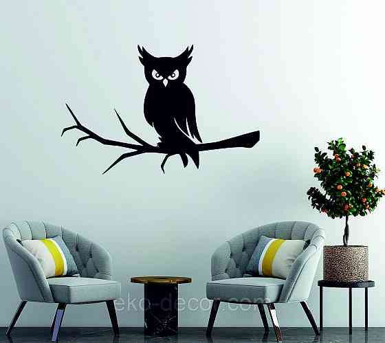 Декоративное настенное Панно «Сова», Декор на стену 70*45 см, Черный Киев