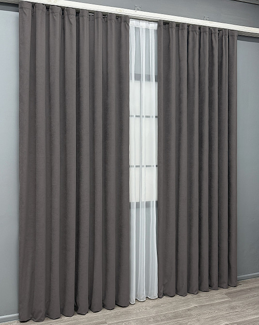 Комплект готових штор VR-Textil Мікровелюр Petek № 1484ш Сірий 100х290 см 2 шт (31-771) Київ - фото 12