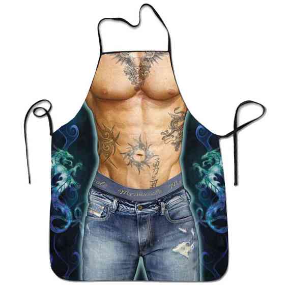 Прикольний фартух для чоловіків з тату 80 на 60 см різнобарвний Київ