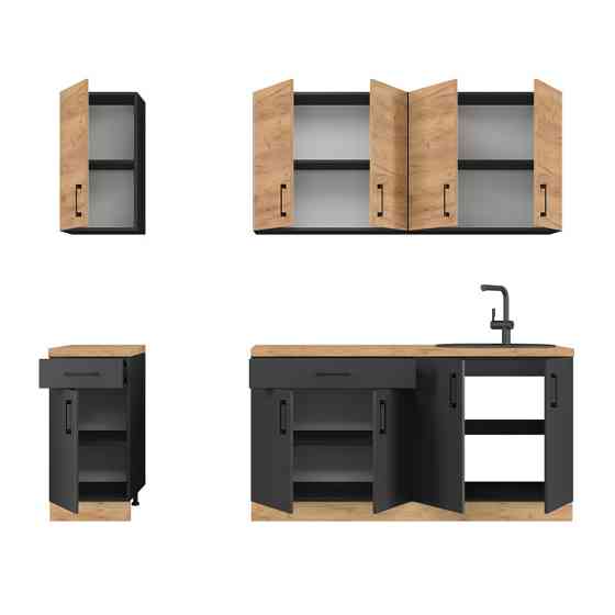 Кухня модульна Еверест Оптіма набір №3 Дуб крафт золотий+Антрацит 2,6 м (без стільниці) (DTM-5700) Львів