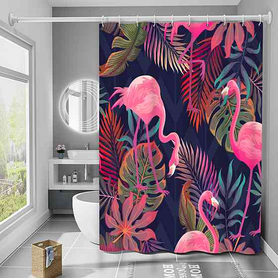 Шторка для ванни з поліестеру водонепроникна Bathlux 180x180 см з кільцями, фіранка для ванної кімнати Кам'янець-Подільський