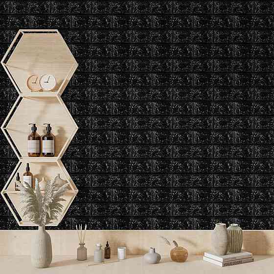 3D панель самоклеюча 700х770х3мм цегла Чорна (019-3) SW-00000584 Дніпро