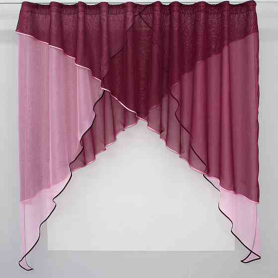 Кухонная занавесь (2,7х1,7м) на карниз 1,5-2м цвет бордовый с розовым 00к 59-371 Киев