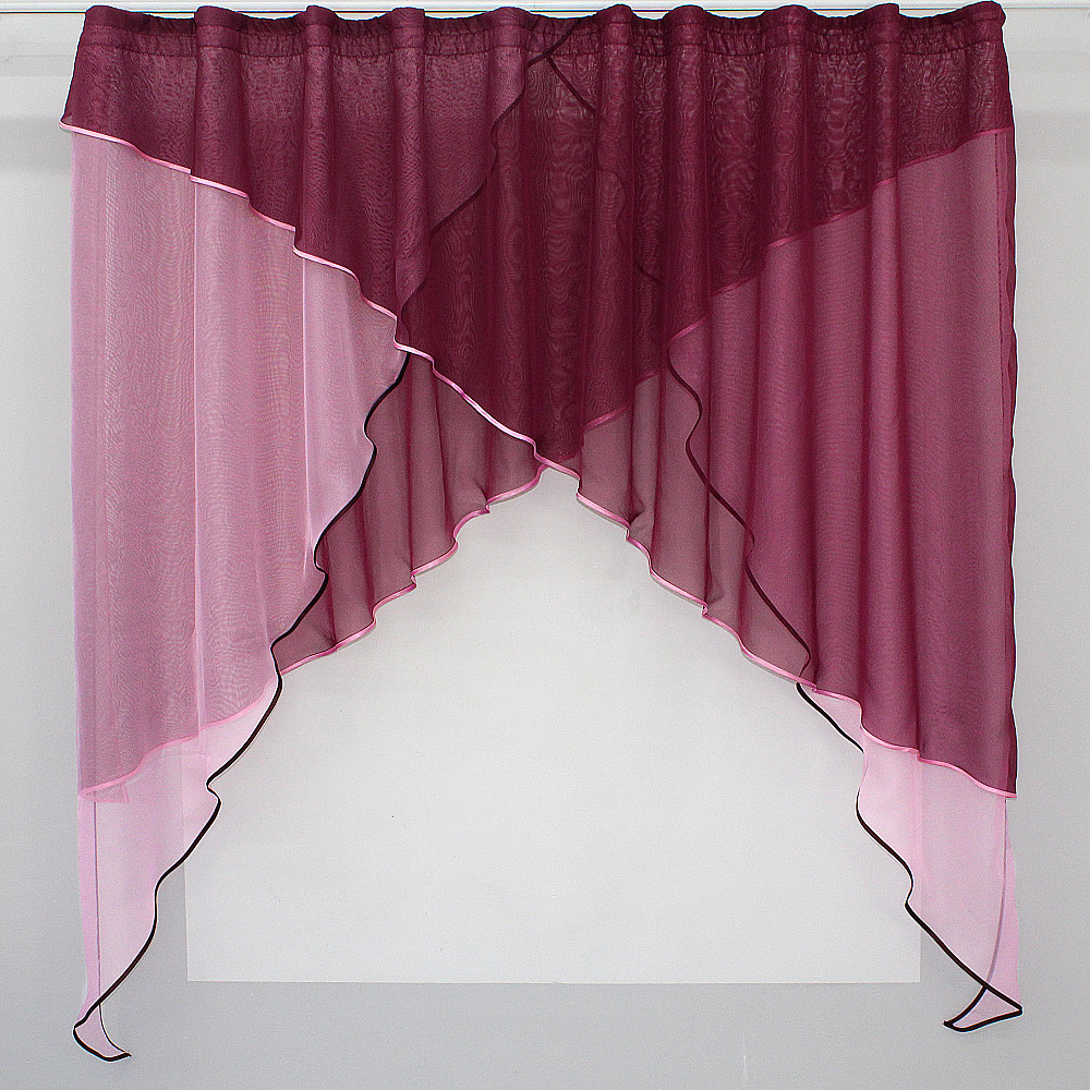 Кухонная занавесь (2,7х1,7м) на карниз 1,5-2м цвет бордовый с розовым 00к 59-371 Киев - изображение 1