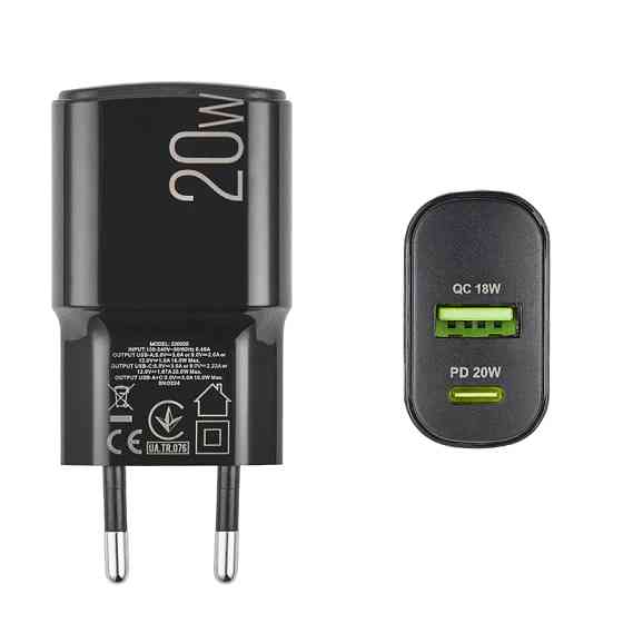 Сетевое зарядное устройство Winso Pro PD20W USB-C+USB-A черный Львов
