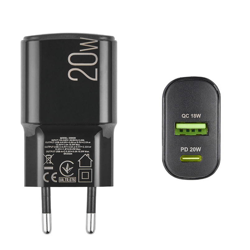 Сетевое зарядное устройство Winso Pro PD20W USB-C+USB-A черный Львов - изображение 3