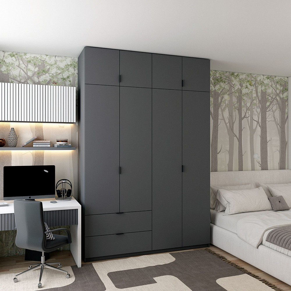 Шафа розпашна с антресолью Doros Лукас 160х50х240 см Графіт (DRS-011194) Львів - фото 1