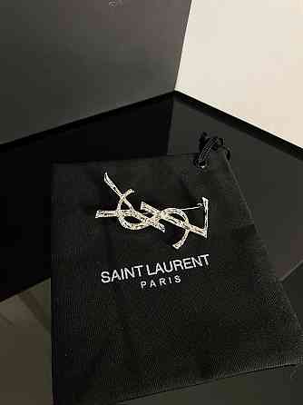 Брендовая брошь Cен Лоран / Saint Laurent, покрытие серебро 925 Одесса