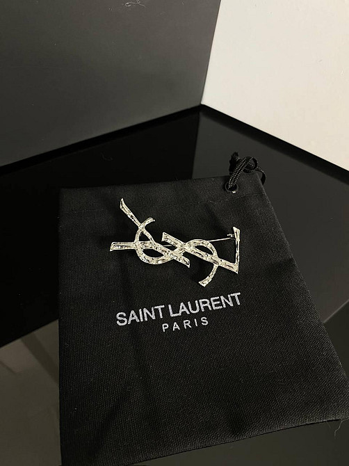 Брендовая брошь Cен Лоран / Saint Laurent, покрытие серебро 925 Одесса - изображение 2