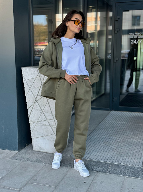 Флисовый женский спортивный костюм Хаки 42/44 Харьков - изображение 1