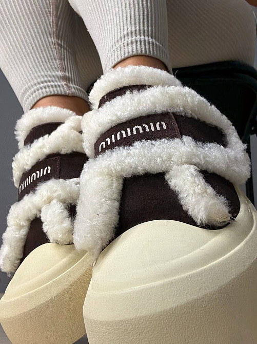 Кеди жіночі Hengji 15-6 з хутром та опушкою на липучці коричневі, 38, 24 см Київ - фото 16