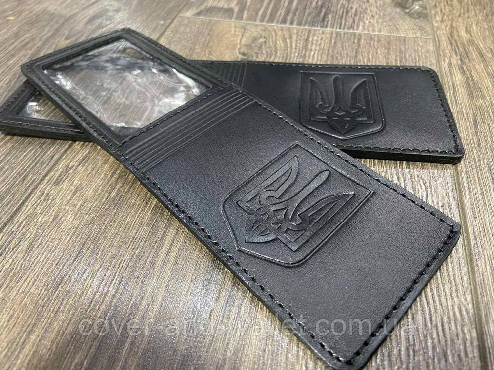 Універсальна обкладинка на права і ID карту з гербом України P-Leather Чорний Київ - фото 1