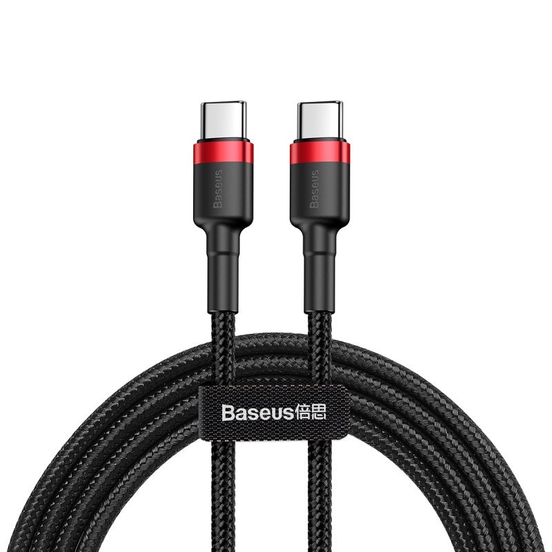 Кабель Baseus Cafule USB Cable Type-C-Type-C 3A 1m, колір червоний+Black CATKLF-G91 Одеса - фото 1