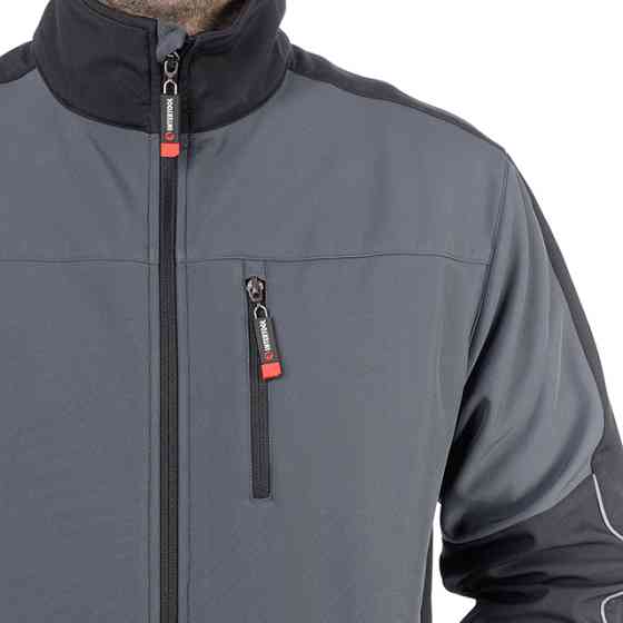 Куртка SOFTSHELL темно-сіро/чорна, тришарова, стрейч 300 GSM 100D, водо-/вітрозахист, 96% поліестер / 4% еластан, 3 кишені, S Львів