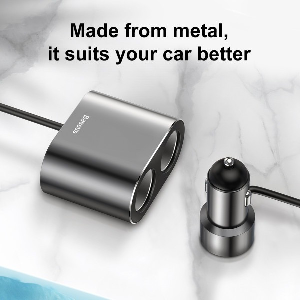 Автомобільний зарядний пристрій Baseus 2 USB 3.1A + 2 Прикурівка 80W CRDYQ-01 (Чорний) Николаев - изображение 6