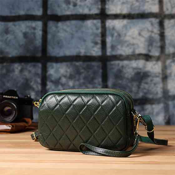 Шкіряна сумка на три відділення для жінок Vintage 22893 Зелений Київ