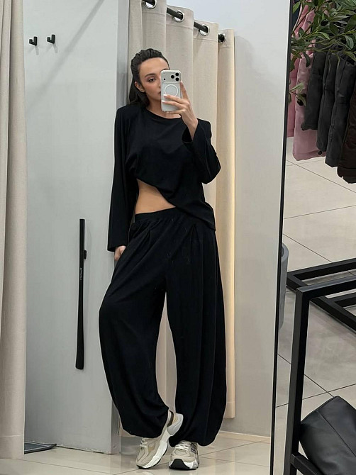 Жіночий стильний повсякденний костюм із натуральної віскози з плечиками турецька віскоза Одеса - фото 4