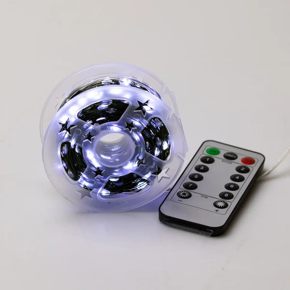 Гірлянда "Роса" на пульті, 50 м, 500 LED, зелений провід Київ - фото 6