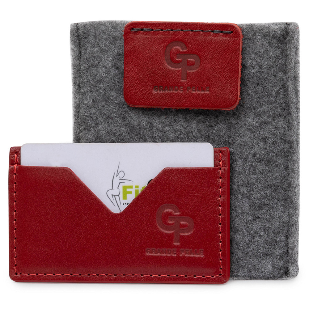 Шкіряний жіночий картхолдер GRANDE PELLE 11396 Червоний Київ - фото 5