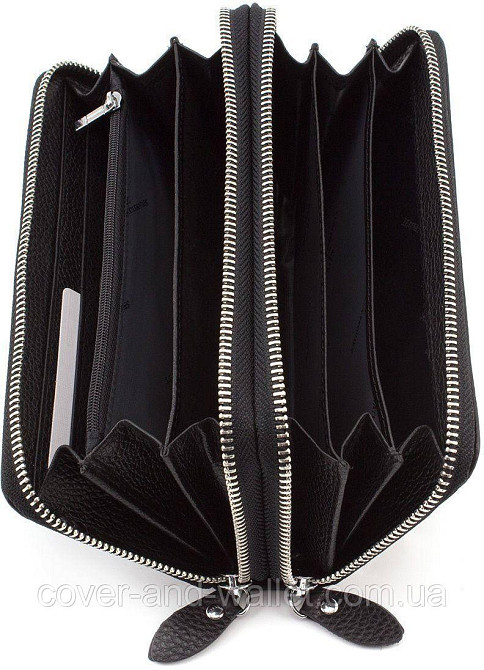 Мужской кожаный кошелёк клатч на две молнии черного цвета ST 127 Киев - изображение 4
