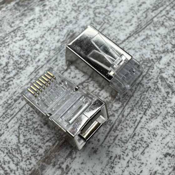 Конектори RJ45 8P8C екрановані, набір 100 шт, для кабелю Cat5e/Cat6, мережеві роз’єми Київ