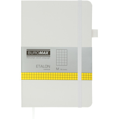 Книга записная Buromax Etalon 125x195 мм 96 листов в клетку обложка из искусственной кожи Белая (BM.291160-12) Винница - изображение 1