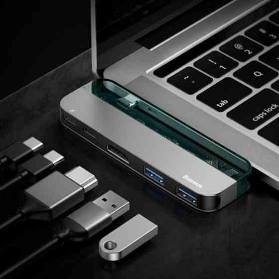 USB-Hub Baseus Transparent Series Type-C Multifunctional HUB Adapter Deep gray Киев