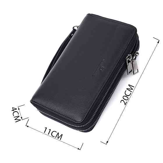 Чоловічий клатч на два відділення із натуральної шкіри ST Leather 22684 Чорний Київ