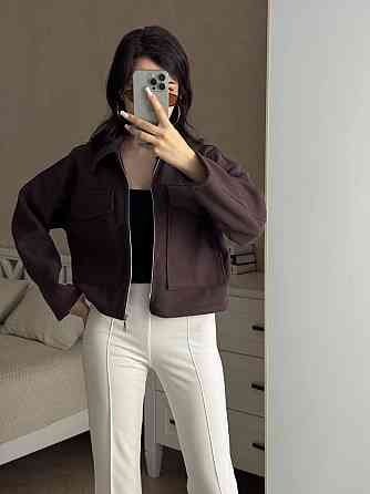 Женский повседневный оверсайз бомбер на молнии турецкий кашемир Шоколад Одесса