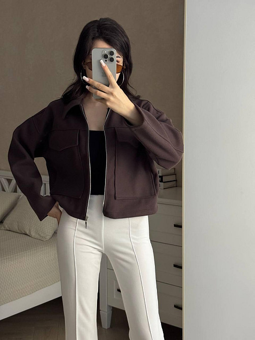 Женский повседневный оверсайз бомбер на молнии турецкий кашемир Шоколад Одесса - изображение 4