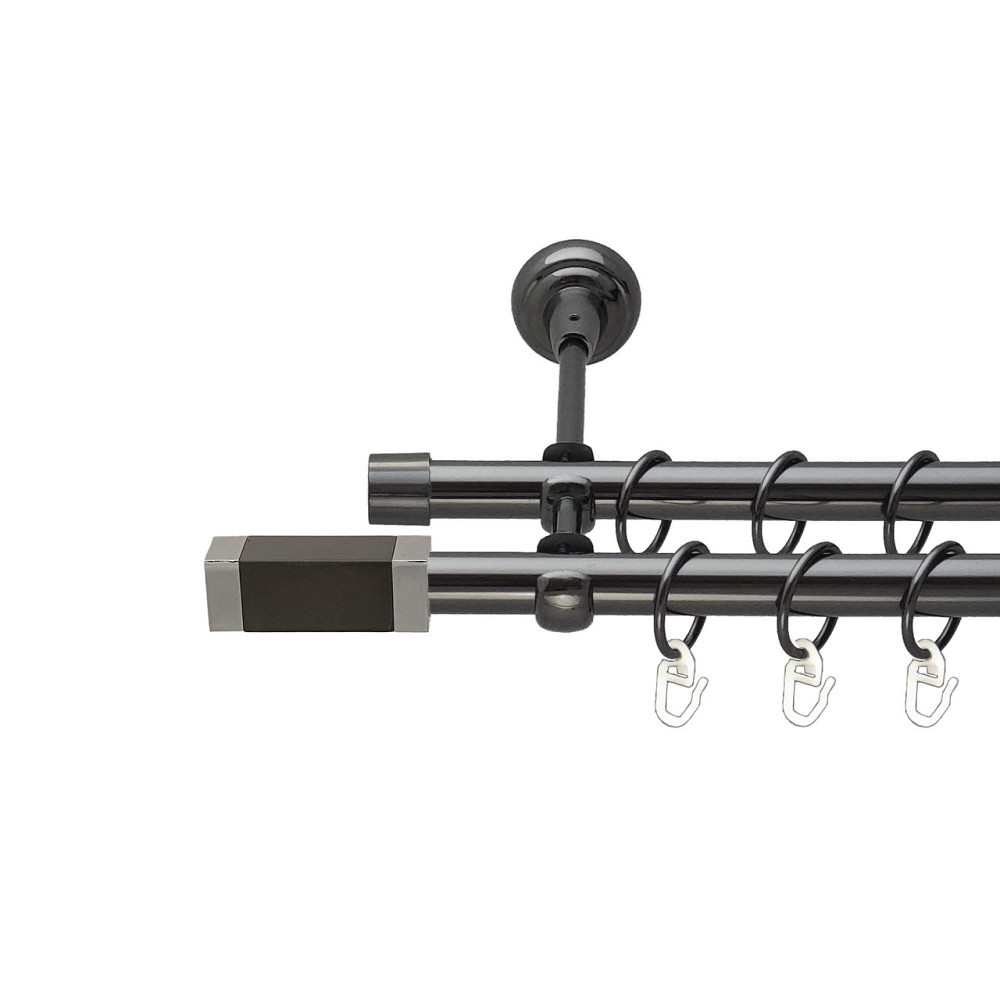 Карниз Orvit Квадро V2 металевий дворядний відкритий Онікс 19\19 мм 200 см (00-00014930) Львів - фото 1