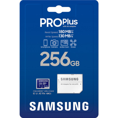 Карта памяти Samsung 256 GB microSDXC Pro Plus UHS-I U3 V30 A2 Class 10 + SD-adap (MB-MD256SA/EU) Винница - изображение 3