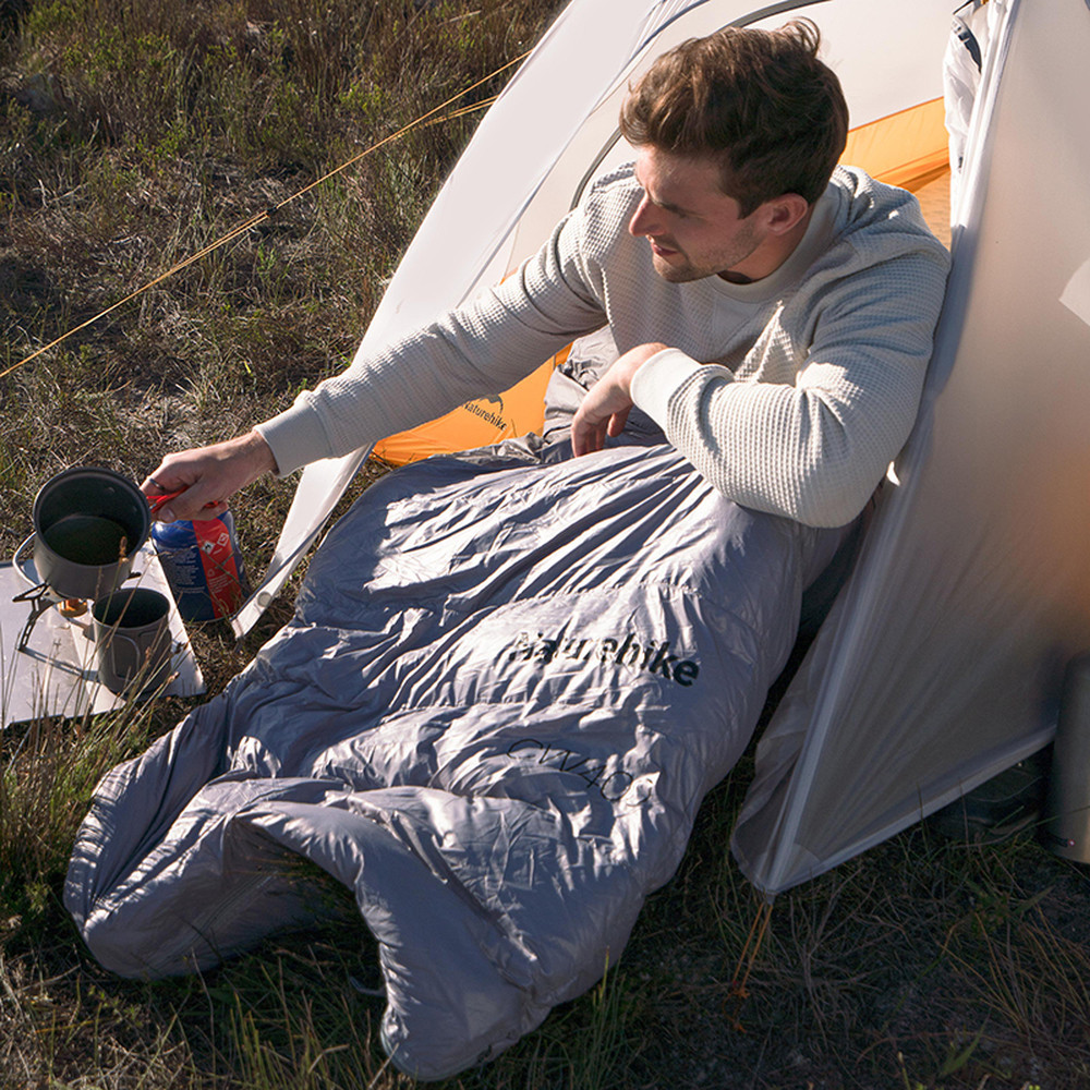 Спальник з натуральним пухом Naturehike CW400 NH18C400-D, p-р L, жовто-сірий Киев - изображение 5