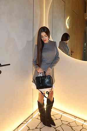 Женское приталенное платье с кружевом трикотаж Alex + хлопок Серый, 44/46 Одесса