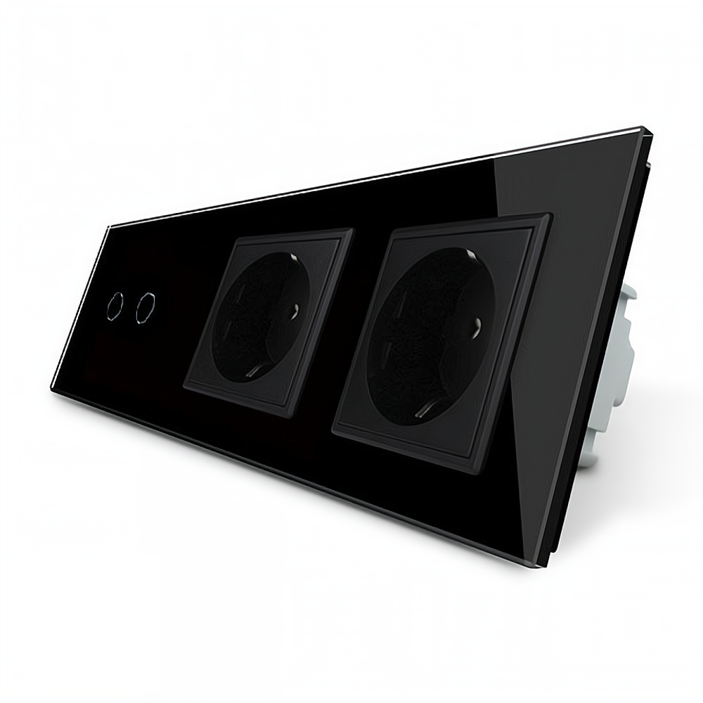 LIVOLO Розумний сенсорний ZigBee вимикач 2 сенсора 2 розетки Livolo чорний скло (VL-C702Z/C7C2E Коломия - фото 5