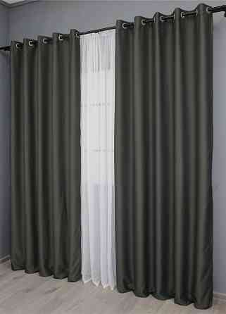Комплект штор на люверсах VR-Textil Midnight № 1400ш 150х270 см 2 шт Темно-серый (37-0140) Киев