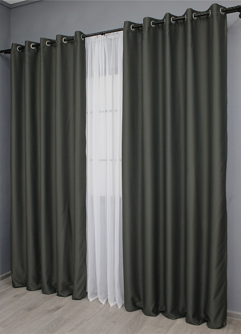 Комплект штор на люверсах VR-Textil Midnight № 1400ш 150х270 см 2 шт Темно-серый (37-0140) Киев - изображение 5