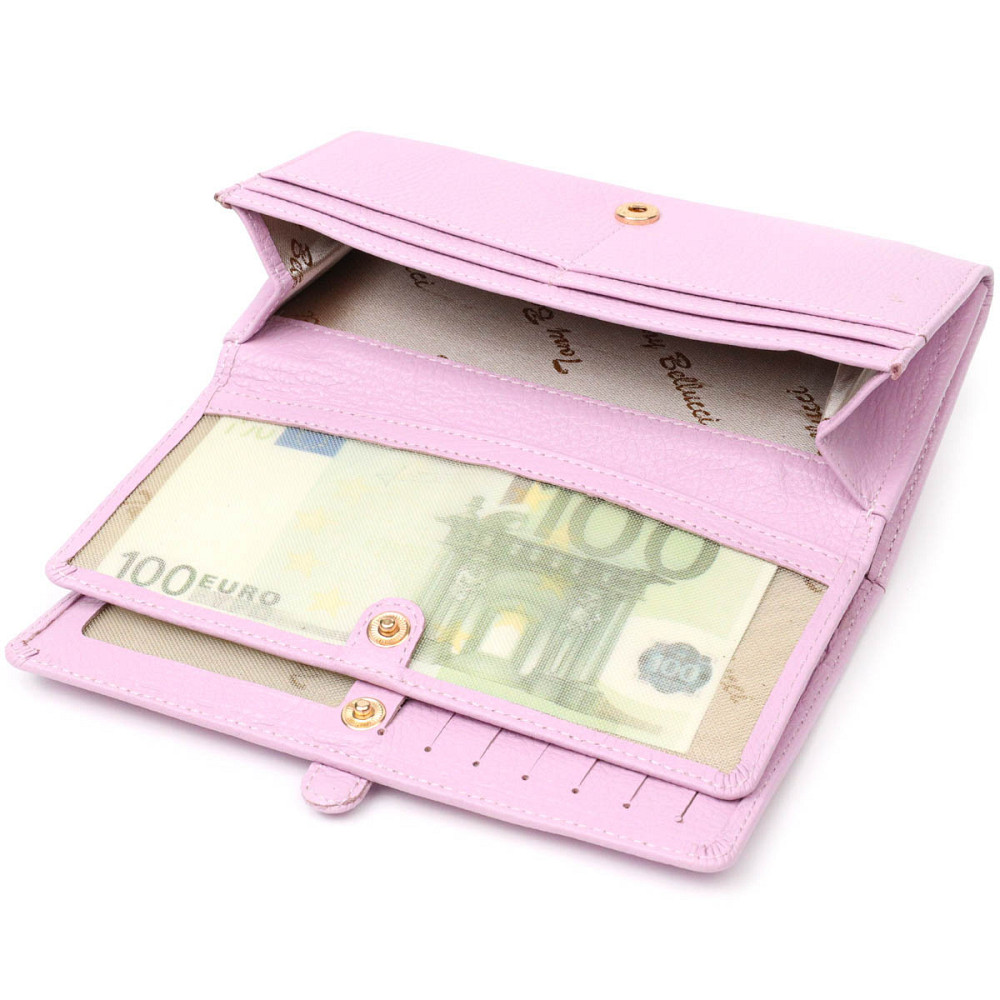 Женский кошелек с большим количеством отделений нежного цвета из натуральной кожи Tony Bellucci 21958 Лиловый Киев - изображение 4