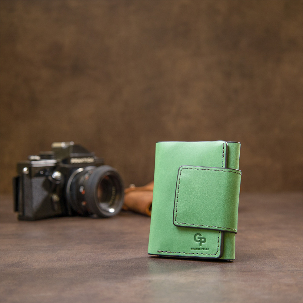 Матовое портмоне GRANDE PELLE 11458 Зеленый Киев - изображение 7