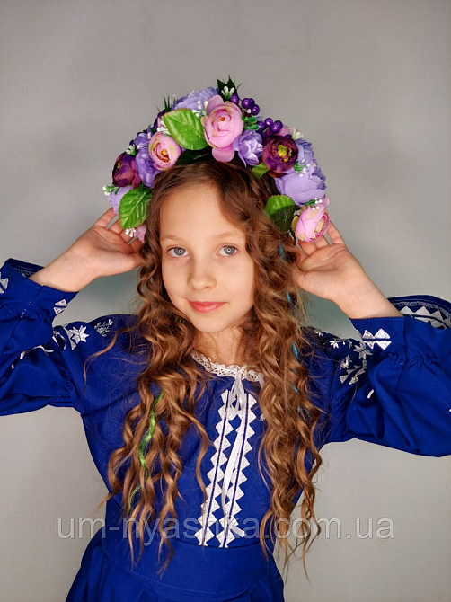 Ободок обруч з квітами "Піони великий фіолетово-рожевий" Кривий Ріг - фото 3