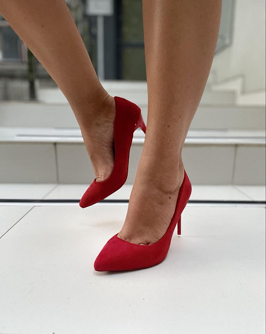 Туфлі жіночі SMALL SWAN червоні еко-замша каблук 9 см (5015-64) 36р.38р.41р. Коломия - фото 10
