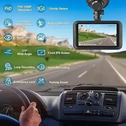 Відеореєстратор з передньою та задньою камерою Full HD 1080P, 170°, G-сенсором та режимом паркування Київ