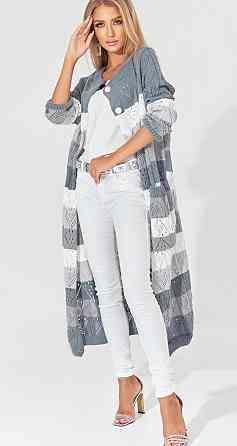 Ажурний кардиган із кишенями в смужку (48-52) Київ