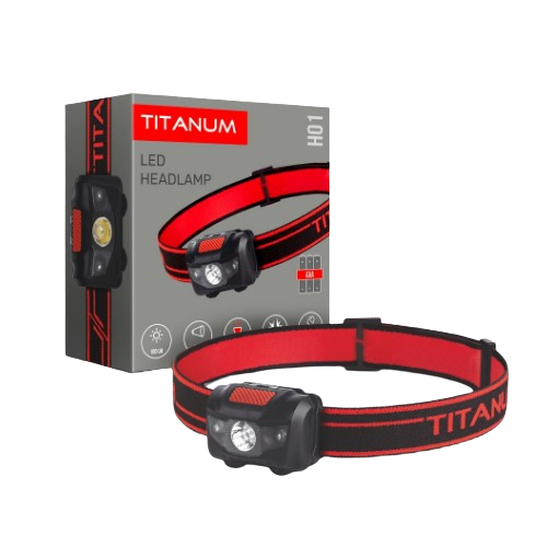 Ліхтарик LED налобний 100Lm 6500К 3*AAA червоний/чорний TLF-H01 Titanum Житомир
