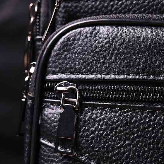 Містка чоловіча сумка шкіряна Чорна (Vintage) Київ