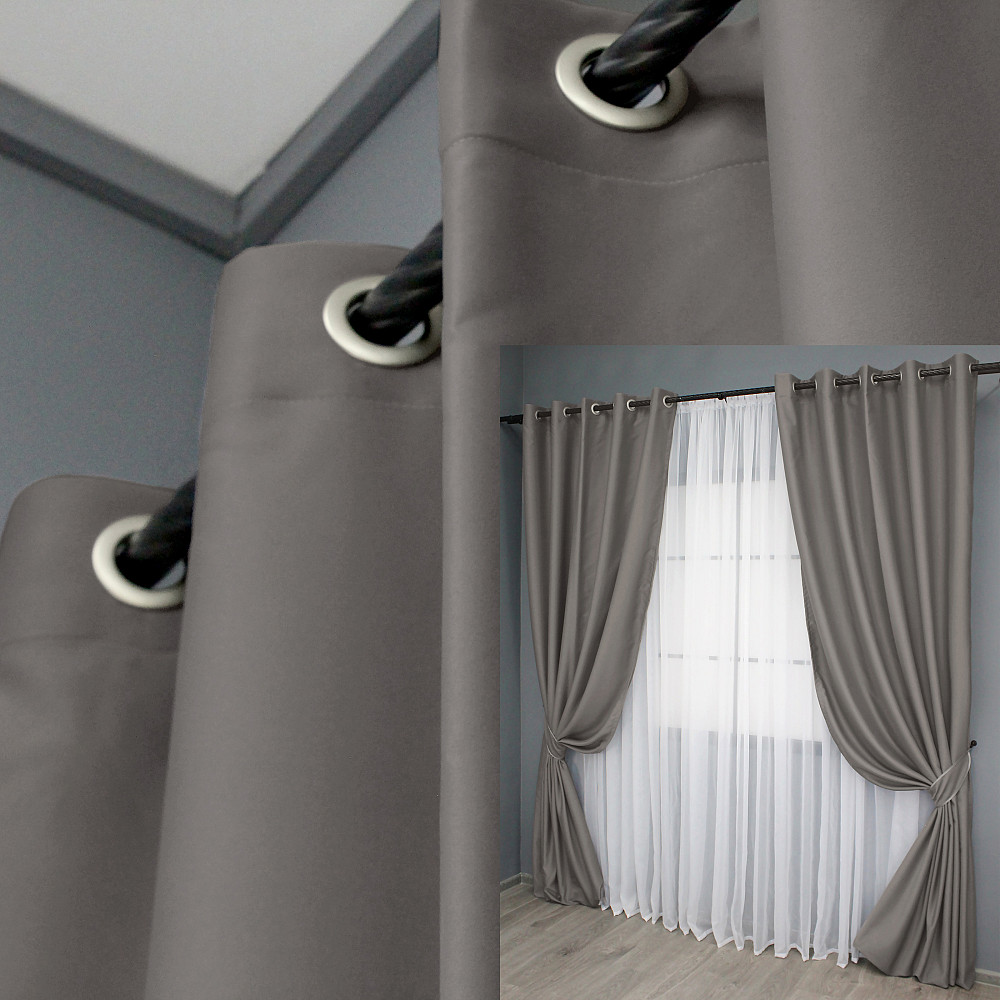 Комплект штор на люверсах VR-Textil Midnight № 1228ш 150х270 см 2 шт Сірий (37-0137) Київ - фото 9
