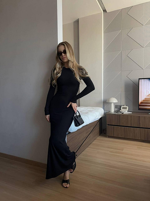 Женское облегающее макси платье из вискозы Черный Одесса - изображение 8