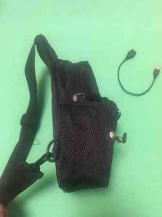 Мужская сумка тактическая через плечо черная, нагрудная сумка, размер 35*21см, 3 кармана, с USB шнуром Киев