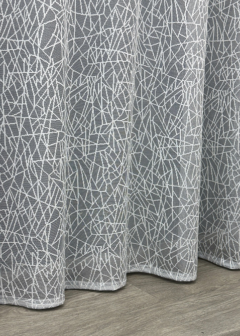 Тюль VR-Textil 1672т Жаккард Белый с серым 300х270 см (42-0686) Киев - изображение 7