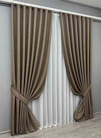 Комплект готовых штор VR-Textil ALORA-TON № 1873ш Какао 200х270см 2 шт (32-162) Киев